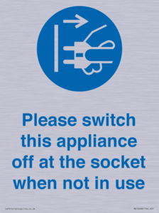 Please switch this appliance off at the socket when not in use
